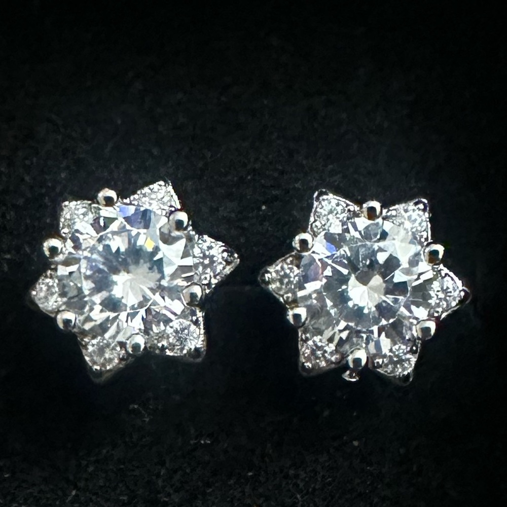 Dazzling Star-Shaped White Gold Plated Earrings with Cubic Zirconia